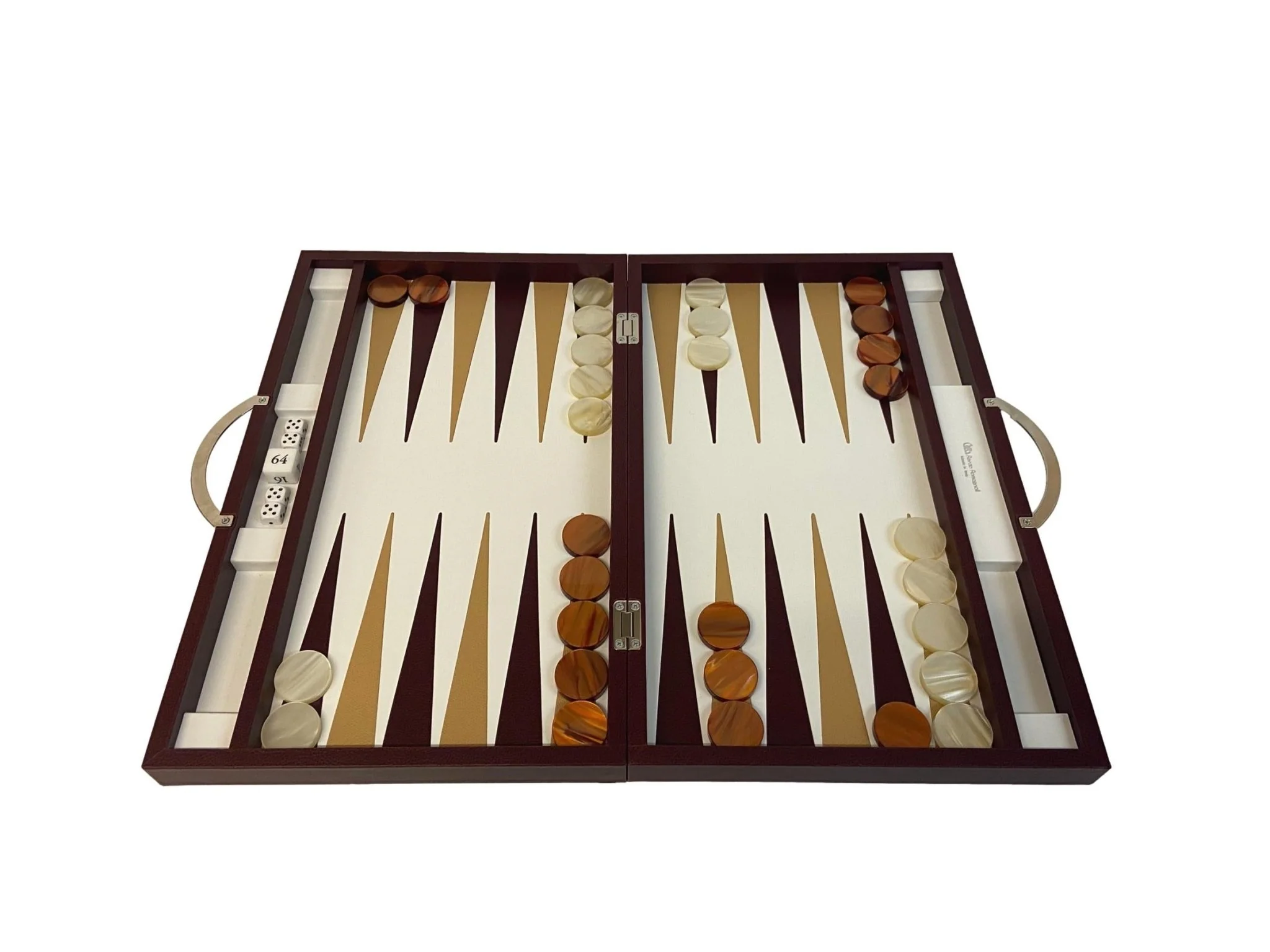 Backgammon Cuir véritable GM - Bordeaux - Renzo Romagnoli - Image 9