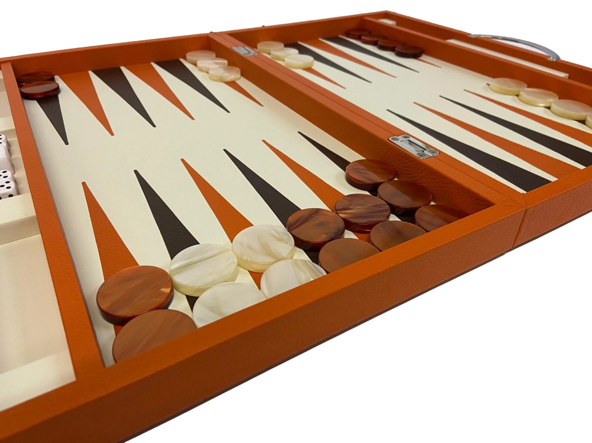 Backgammon Cuir véritable GM - Orange - Renzo Romagnoli - Image 7