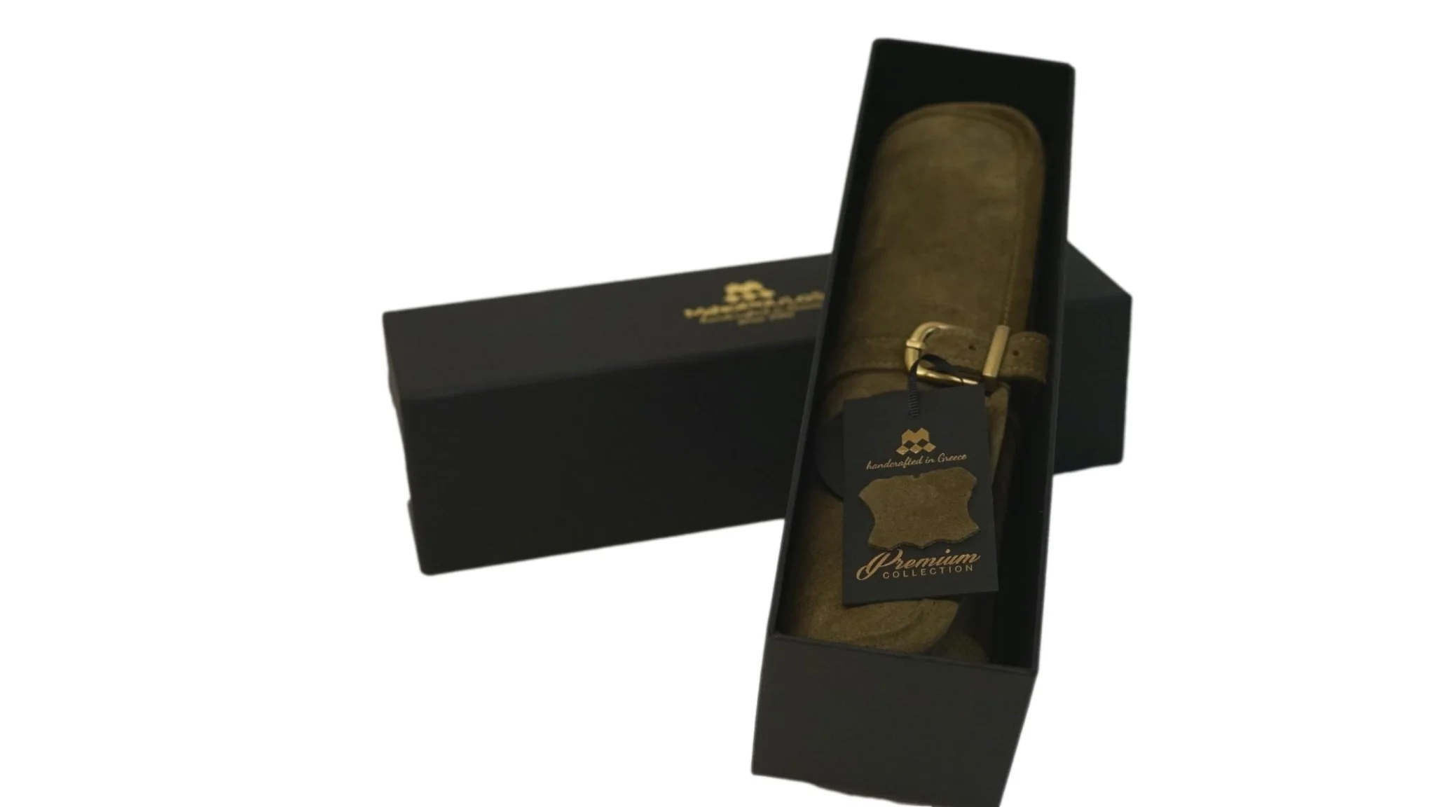 Backgammon de voyage - Roulable - Cuir Velours - Kaki - Image 3