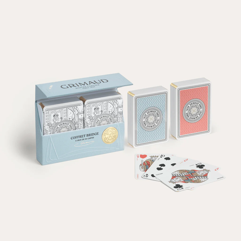 Coffret Bridge Grimaud - Nouvelle édition Luxe - Bleu dauphin / Rouge Corail