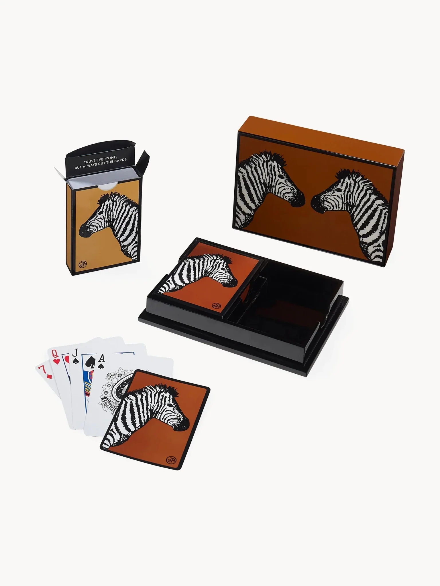 Coffret bridge luxe en bois laqué - Zèbre