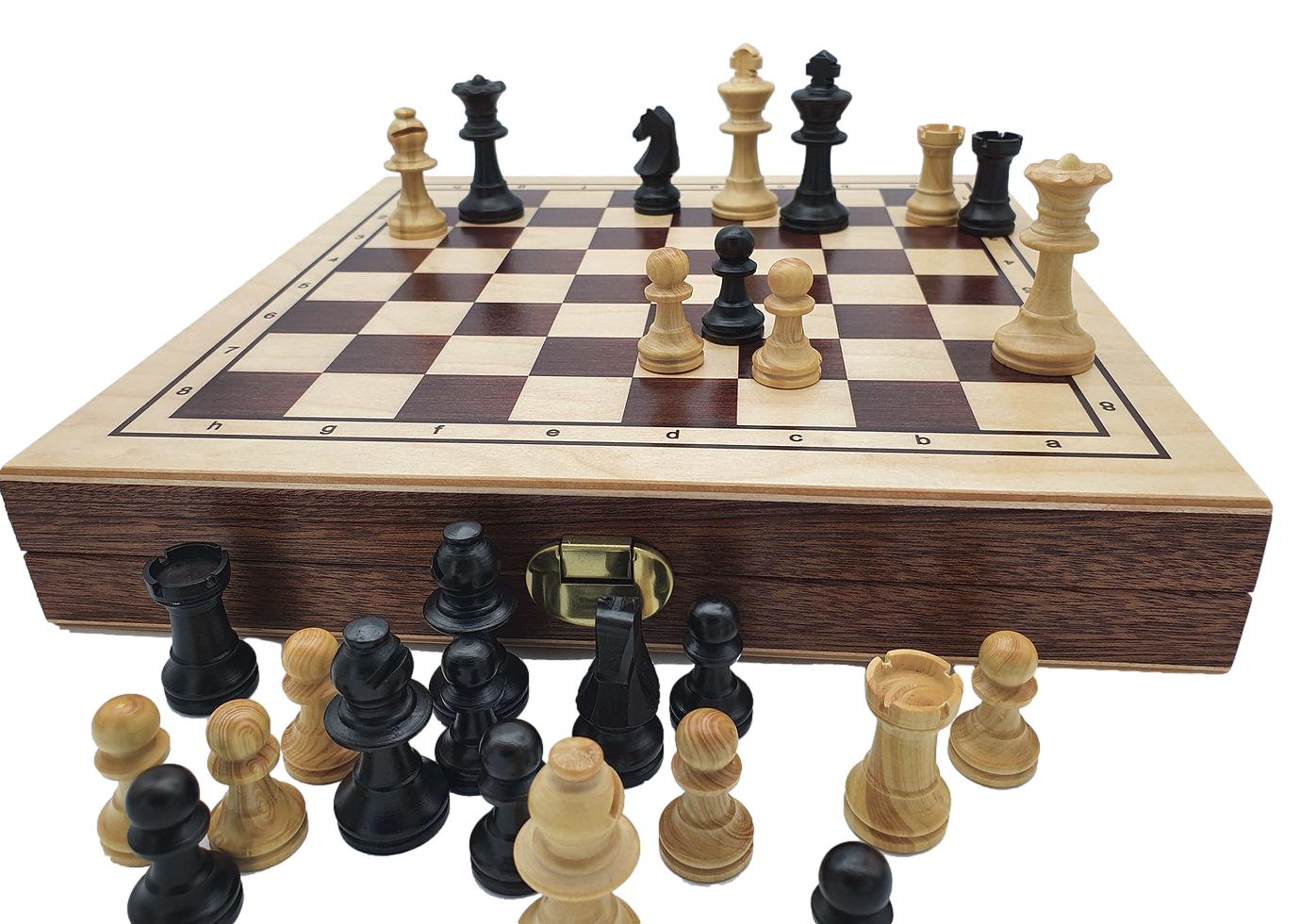 Coffret Echecs / Dames - CHAVET - Pièces en buis