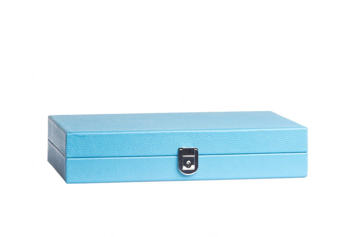 Backgammon Hector Saxe - Cuir Bleu ciel - Moyen - Image 4