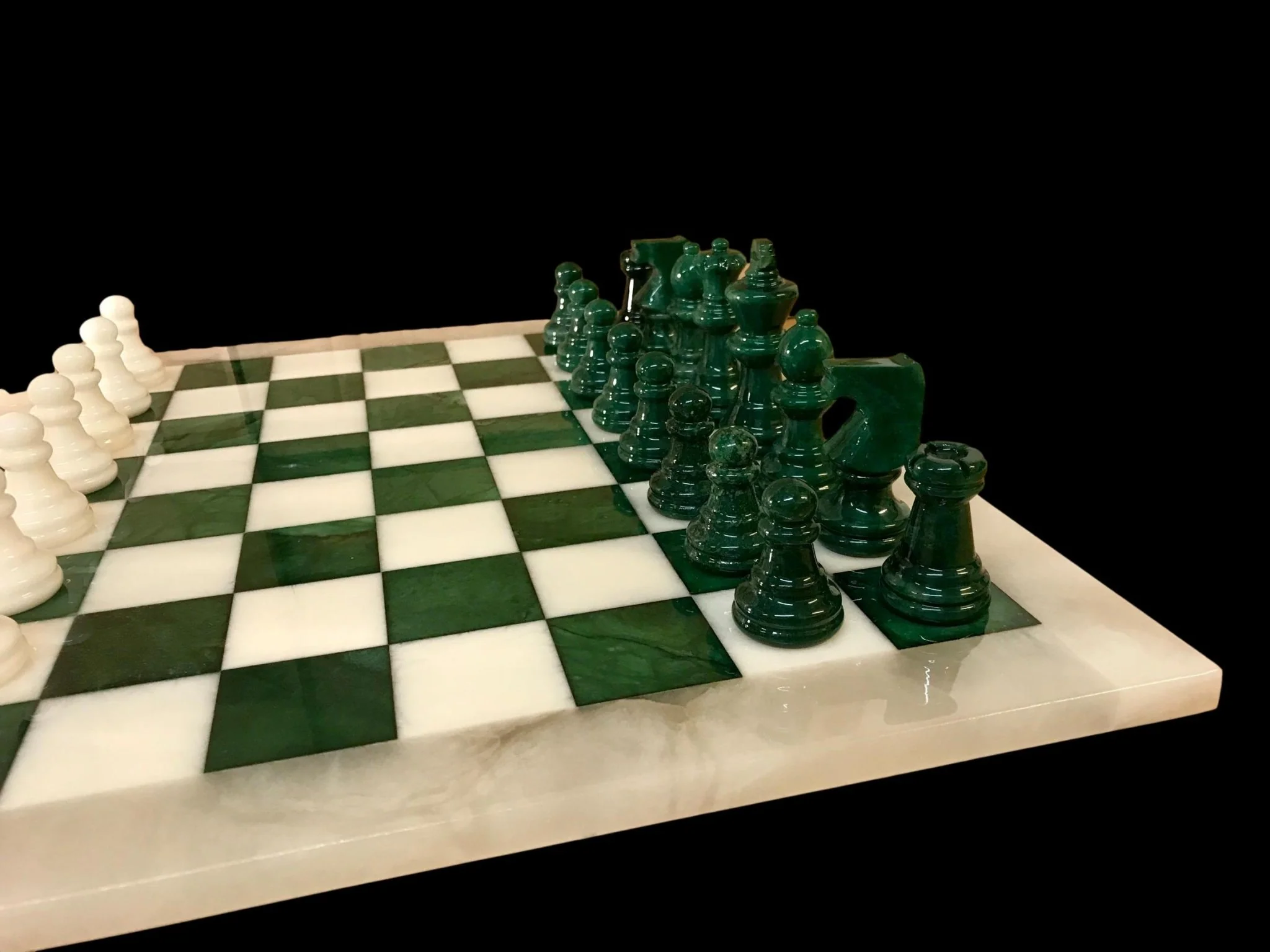Ensemble jeu d'échecs en albâtre - Vert - Scali - Image 2