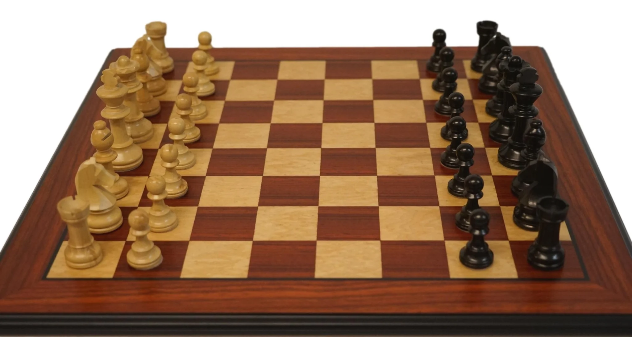 Ensemble jeu d'échecs Français en Padouk et frêne - Pièces en Buis - Chavet