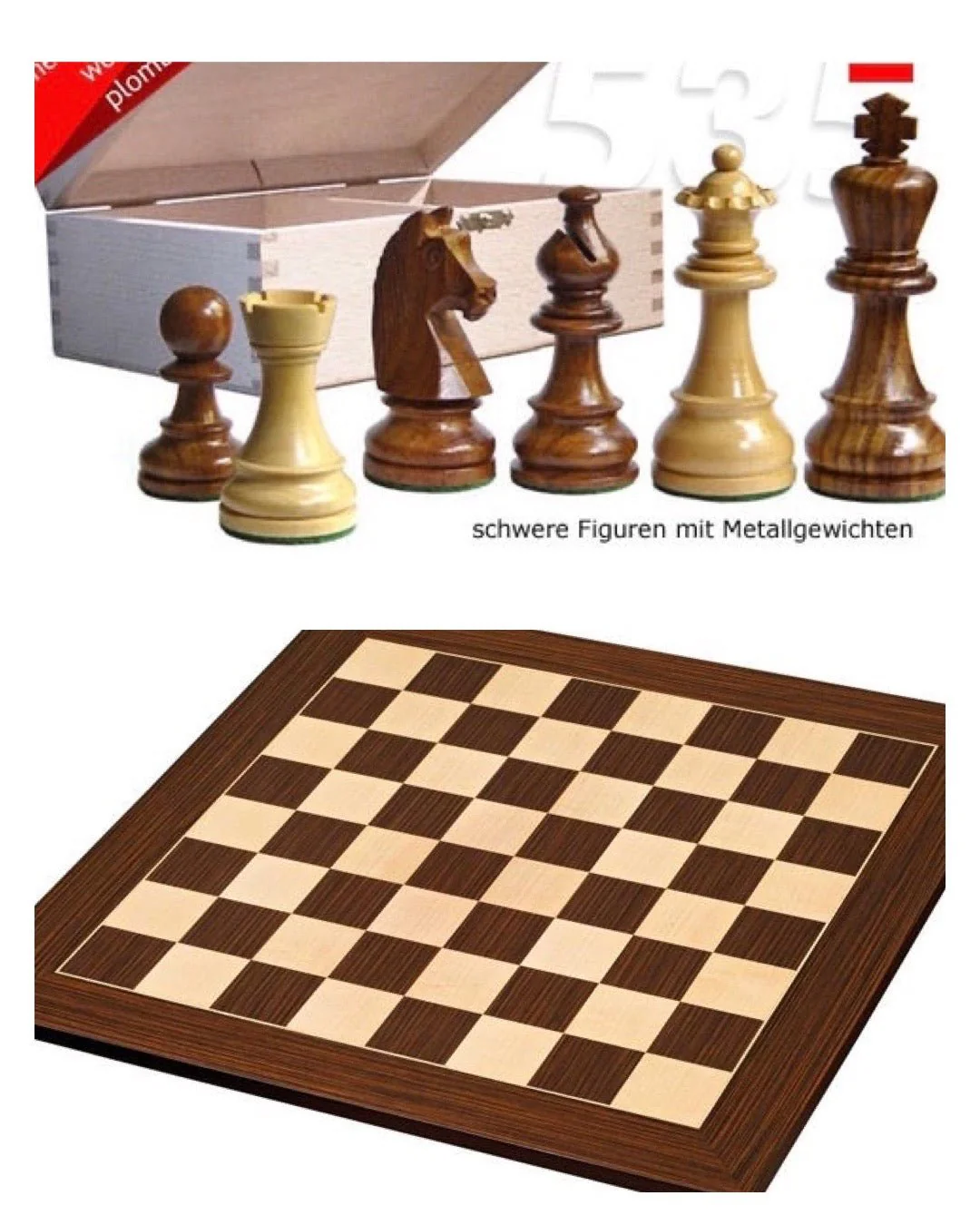 Ensemble jeu d'échecs Club en palissandre Zébré - Pièces Acacia - Image 7