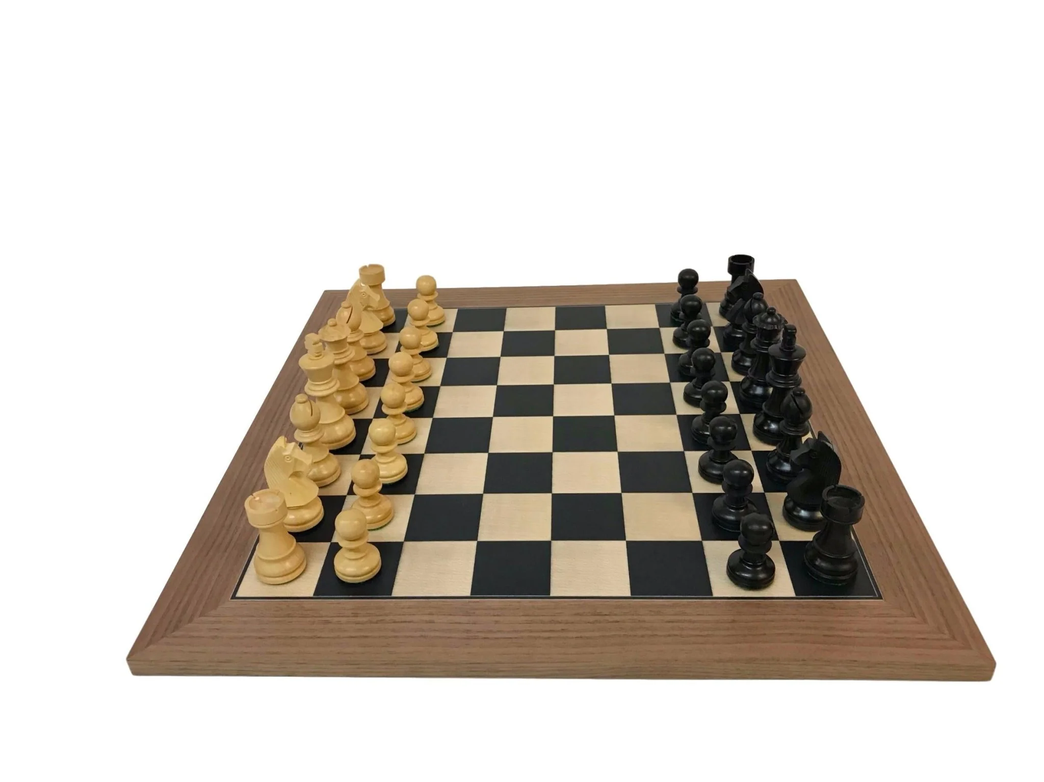 Ensemble jeu d'échecs Club Prestige en poirier teinté et sycomore - Bords noyer