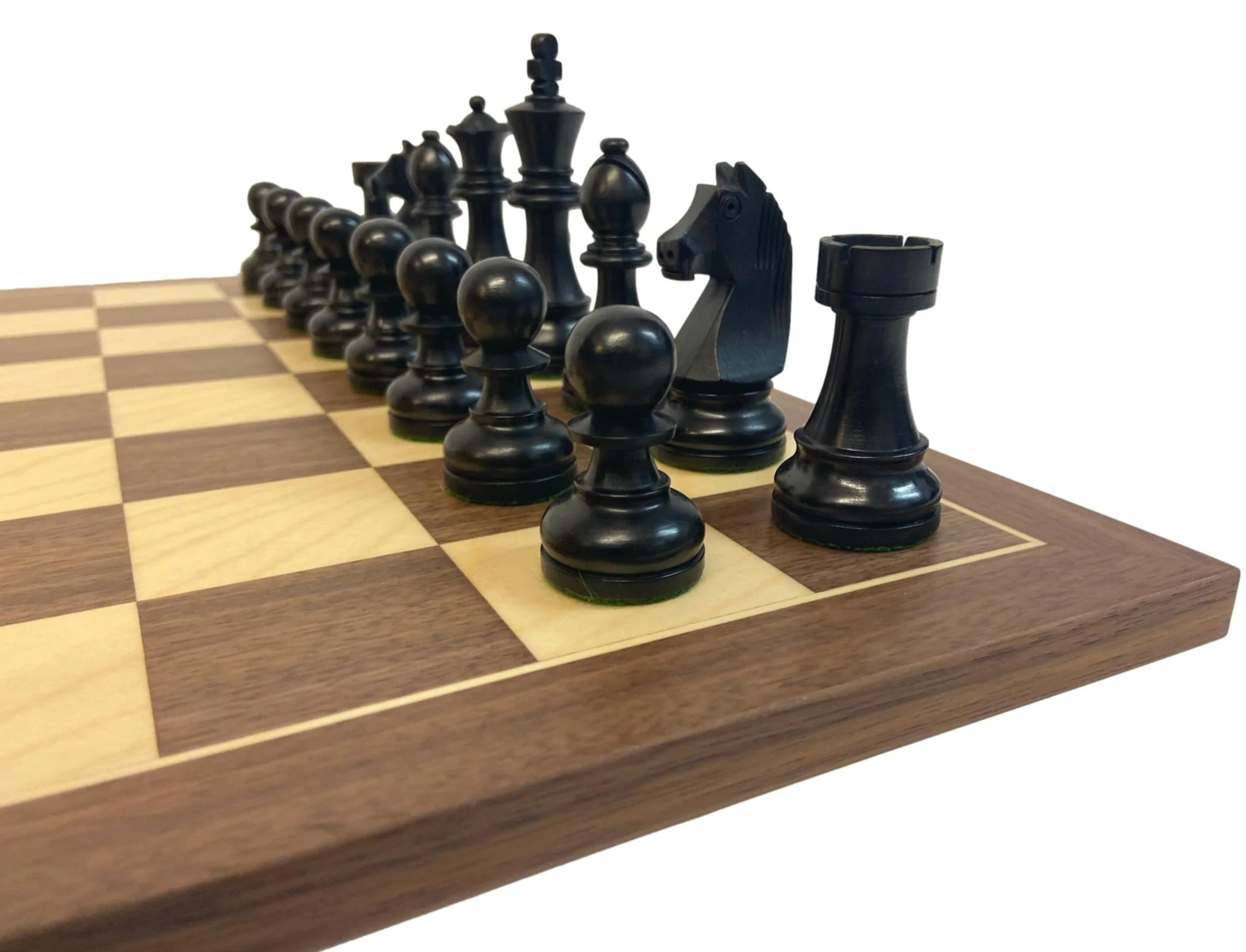Ensemble jeu d'échecs Club en Noyer - Bords Fins - Pièces en buis teinté - Noir - Image 4
