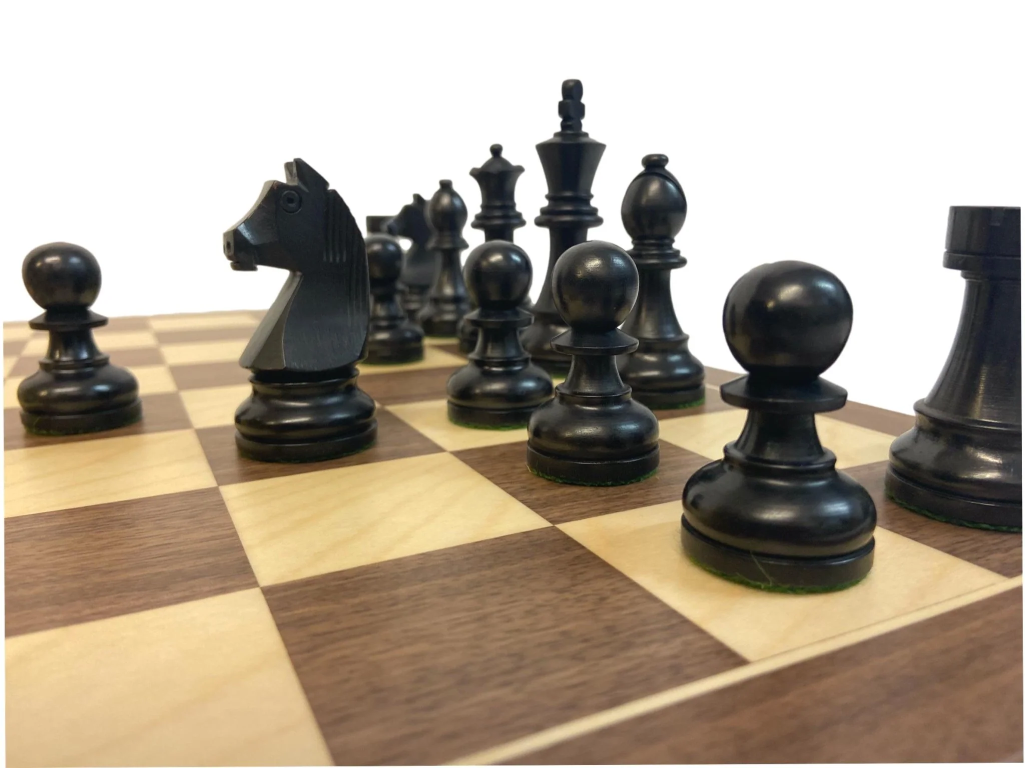 Ensemble jeu d'échecs Club en Noyer - Bords Fins - Pièces en buis teinté - Noir - Image 5