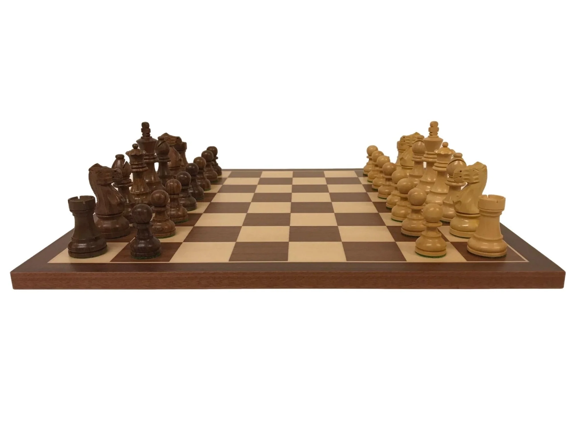 Ensemble jeu d'échecs Deluxe en acajou et sycomore - bords fins