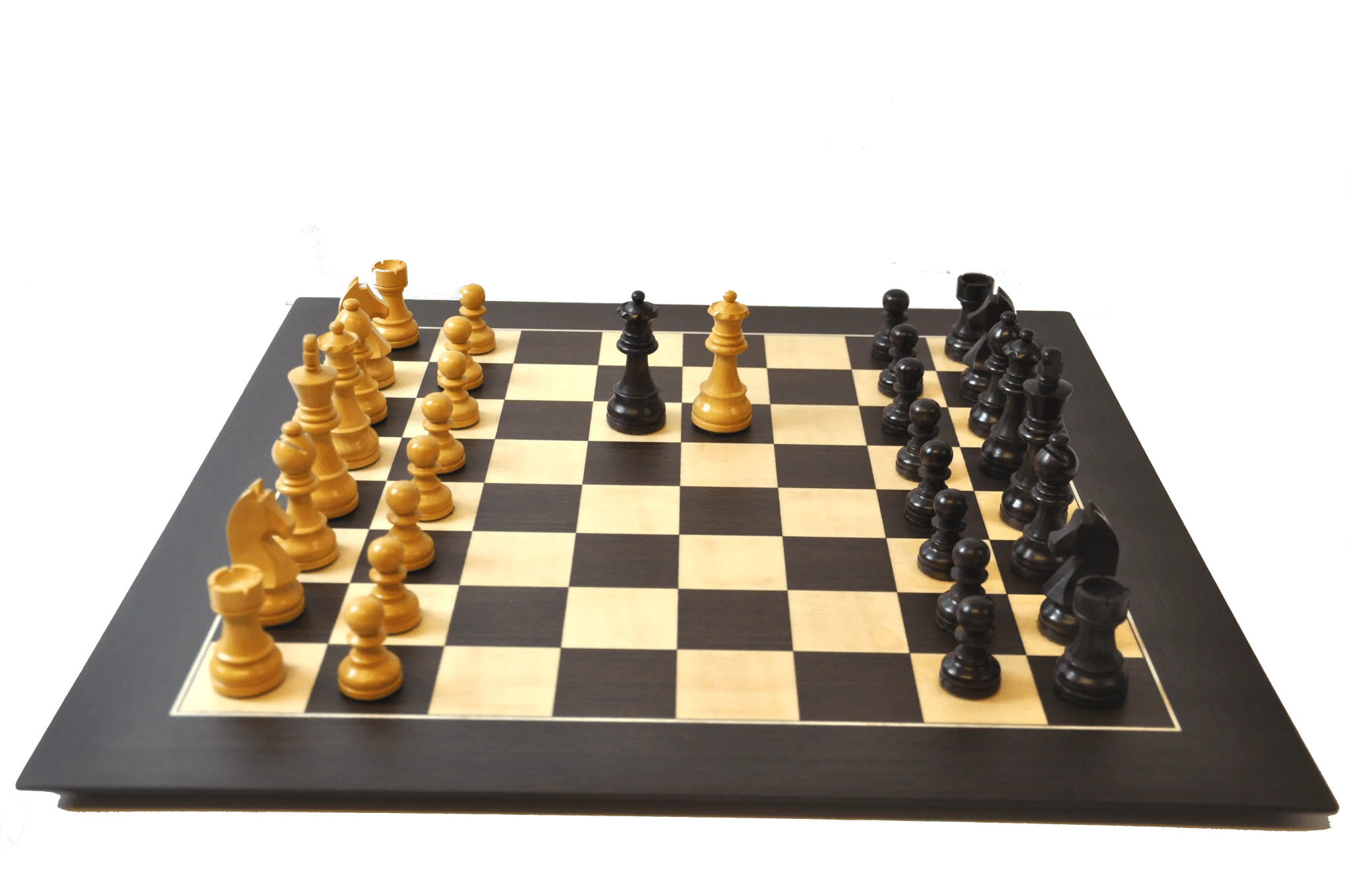 Ensemble jeu d'échecs en Wengé - biseauté - Pièces en buis teinté