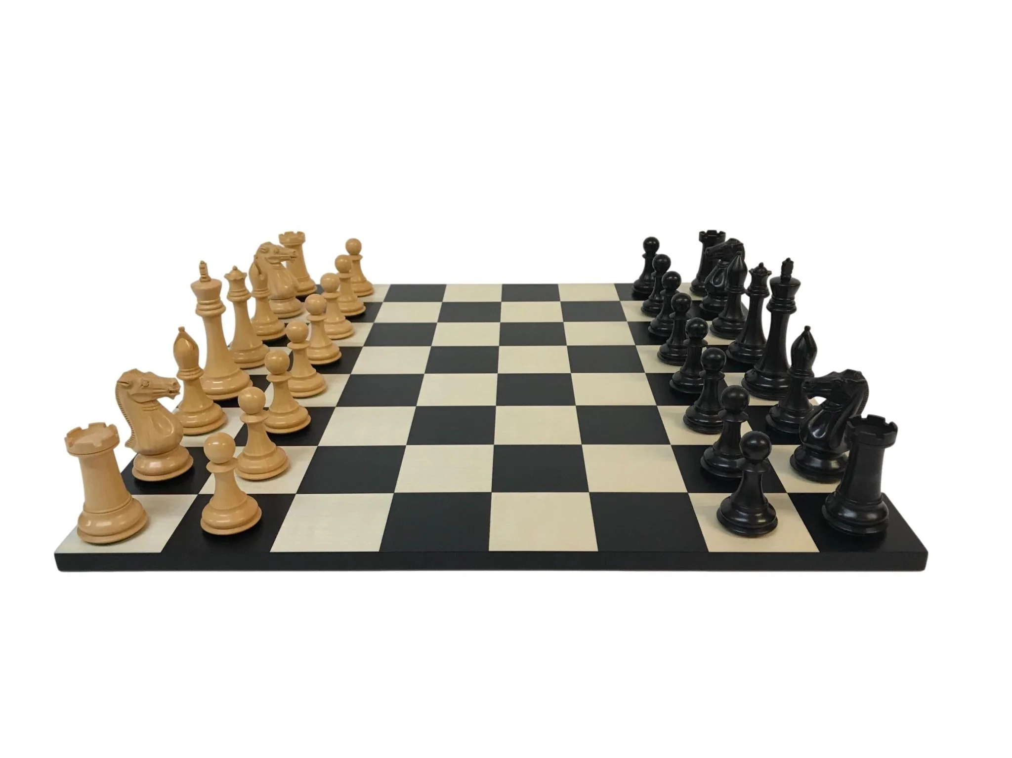 Ensemble jeu d'échecs Moderne Ultime en buis et poirier teinté - sans bords