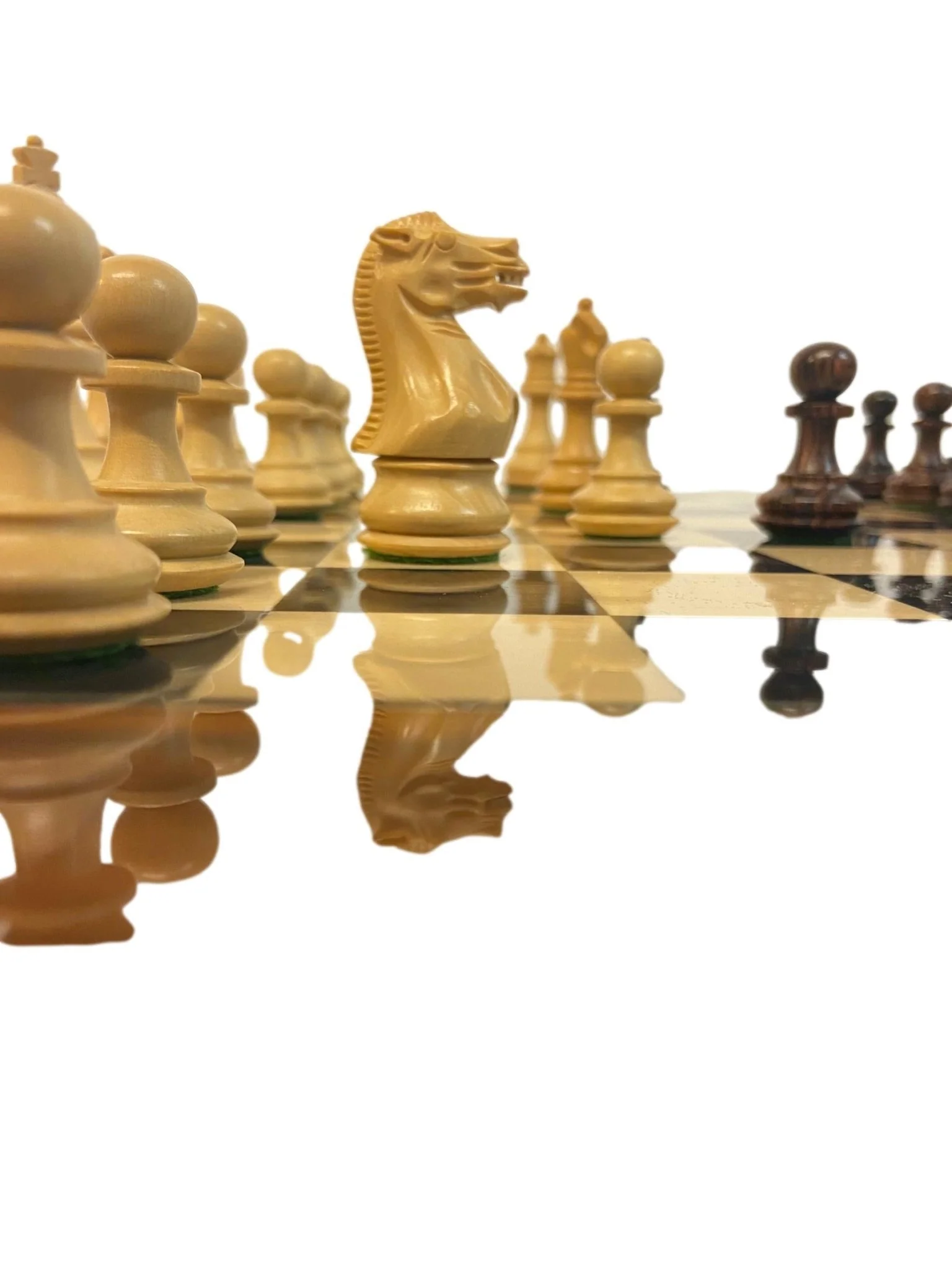 Ensemble jeu d'échecs Ultime en sycomore et poirier teinté - Bords palissandre de Santos - laqué - Pièces en buis et Palissandre - Image 8