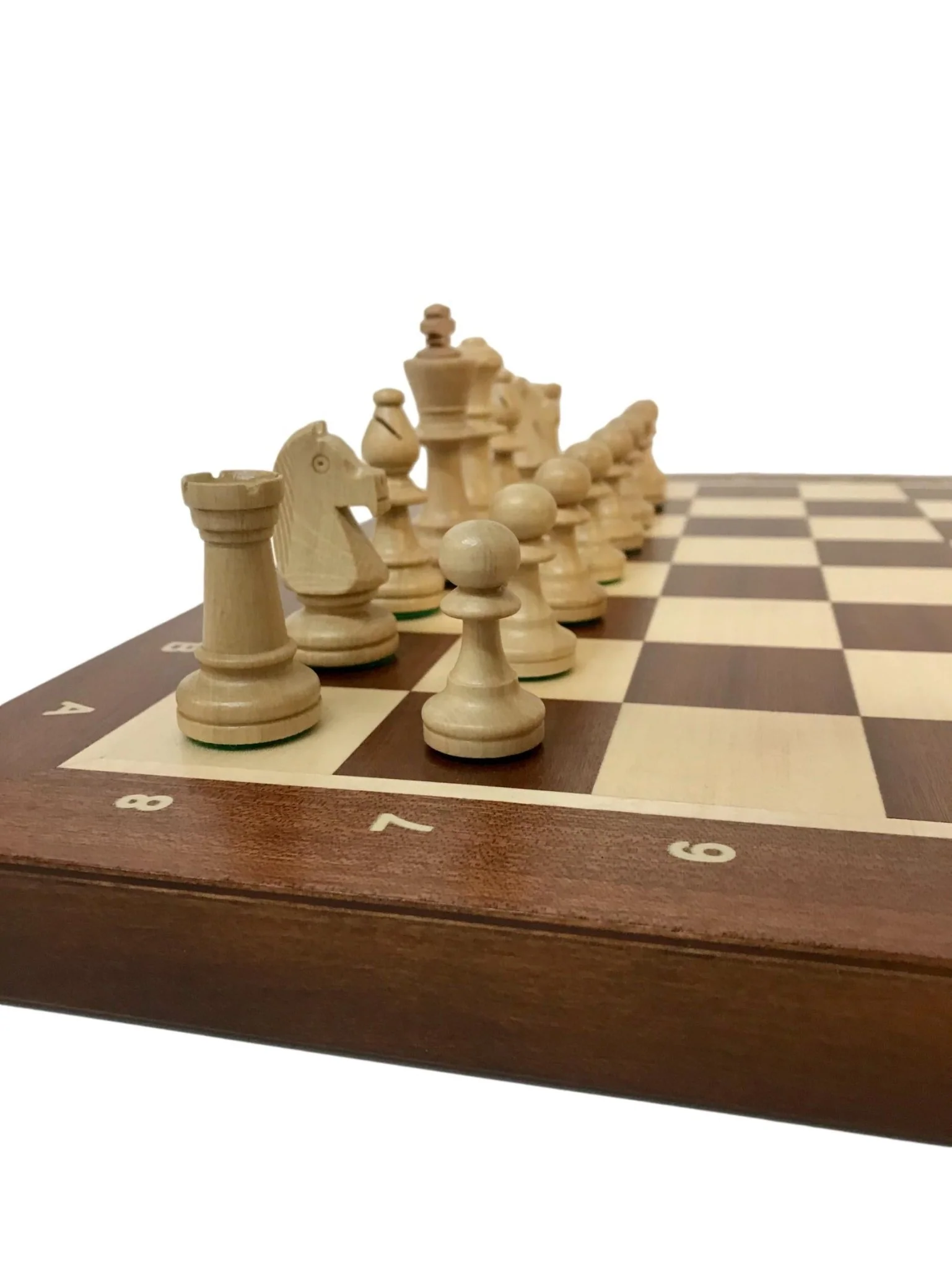 Ensemble jeu d'échecs en sycomore et acajou - Coffre pliant - Lettré chiffré - Image 6