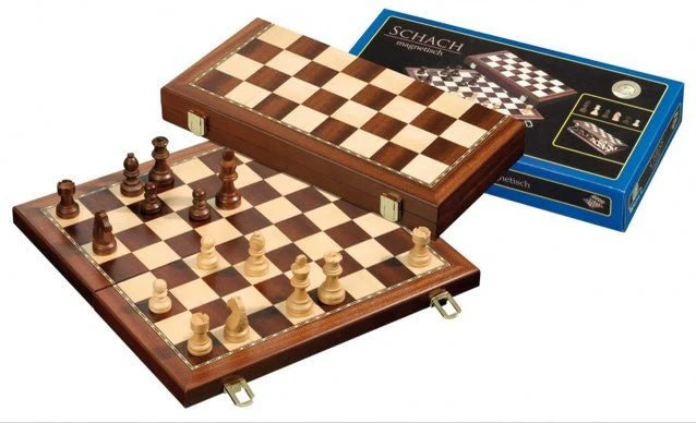 Ensemble jeu d'échecs en acajou et érable - pliant - Philos