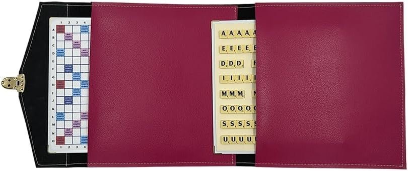 Scrabble Duplicate ou de Voyage en Cuir Vegan - Magnétique - Framboise - Image 2